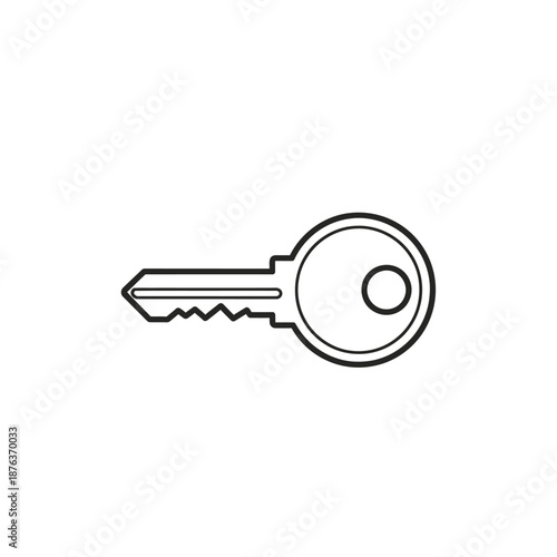 Close-up of a Metal Key with a Round Head for Security and Locking Devices