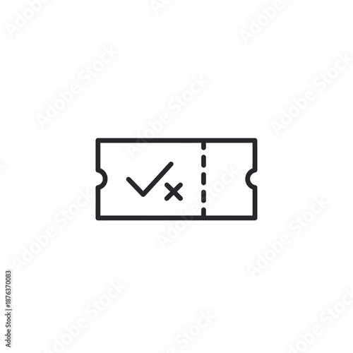 Close-Up of a Ticket with Checkmark and Cross Marks for Event Entry or Validation