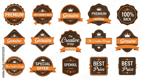 Collection of vintage premium genuine and special offer ribbon labels