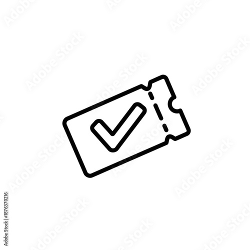 Close-up of a validated ticket with checkmark symbol for event entry verification