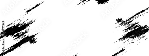 Dynamic Diagonal Grunge Ink Brush Strokes Border on White Background Vector Illustration