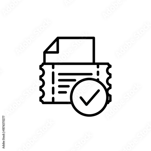 Close-up of a signed paper document with official checkmark icon for verification or approval