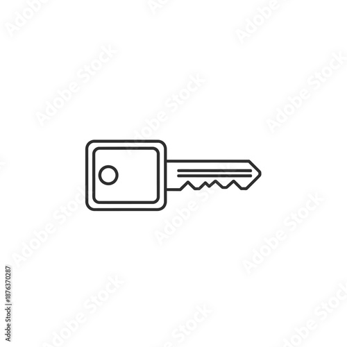 Close-up of a Silver House Key with a Modern Design on a White Background
