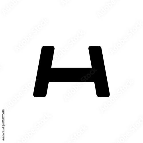 Close-up of Bold Black Letter H on White Background for Text and Design Projects