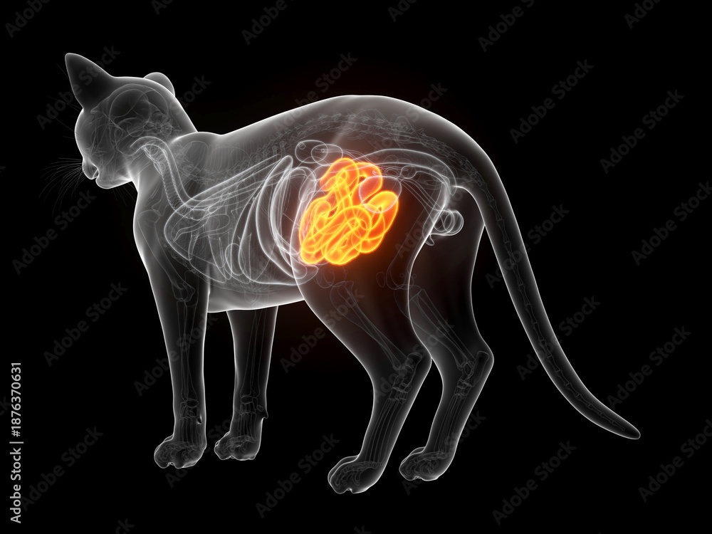 Φωτογραφία A Detailed 3D Depiction Of The Small Intestine Of A Cat