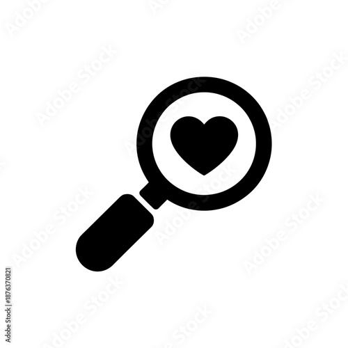 Magnifying Glass with Heart Symbol Search Concept Illustration