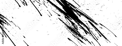 Black Ink Splatter Drip Grunge Texture Background Vector Overlay