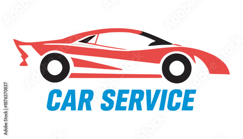 Clean vector logo for car service business with elegant red sport car
