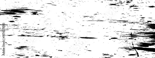 Black and white abstract horizontal grunge texture with rough ink brush strokes paint splatters and scratch marks distressed overlay vector