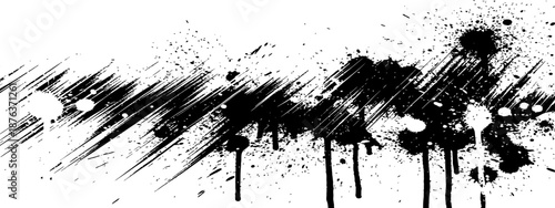Abstract Black Grunge Ink Splatter and Brush Stroke Border Vector Design Element