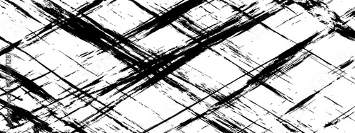 Abstract black paint brush strokes diagonal lines grunge texture background vector pattern
