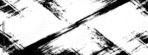 Black and white grunge distressed texture vector overlay with rough ink brush strokes creating an abstract diagonal cross pattern background