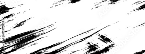 Abstract black and white grunge texture vector with diagonal distressed paint brush strokes rough smear overlay design element