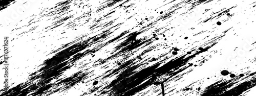 Dynamic Diagonal Black and White Ink Splatter and Brush Stroke Grunge Texture Overlay