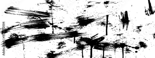 Black and white grunge texture vector with ink splatters paint strokes and drips distressed overlay background