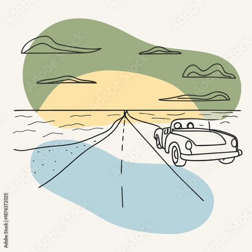 Classic Roadster Sunset Cruise Along Coastal Highway