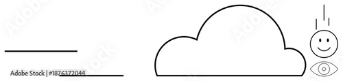 Connectivity concept. A minimalist design showing cloud, data lines, and smiling face. Connectivity transforming data sharing, technology, network growth, and innovation. For cloud storage digital