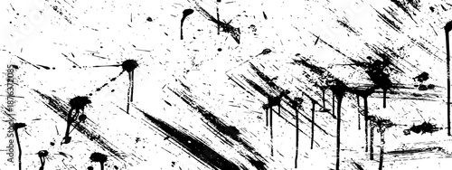 Abstract Black Paint Splatter and Grunge Brush Stroke Vector Texture Background