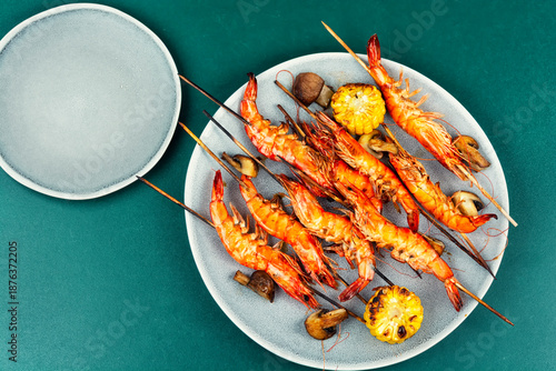 Принти на полотні Spiced langoustines prawns and seafood.