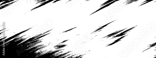 Black and white distressed diagonal brush strokes background Grunge vector texture overlay element