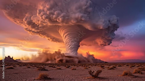 Witnessing a dramatic desert storm formation rising from the horizon