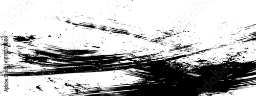 Distressed Grunge Hand Drawn Brush Strokes Black and White Texture