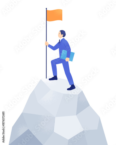 新市場を開拓しシェアを獲得。目標達成し成功を掴むビジネスマン。