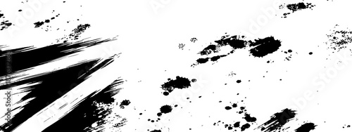 Black and White Grunge Ink Splatter and Brush Stroke Abstract Texture Vector Background
