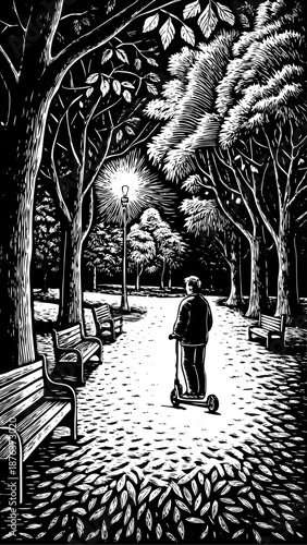 Autumn City Park Ride on Electric Scooter