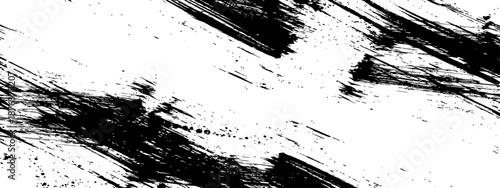 Black Ink Grunge Texture Background with Diagonal Brush Strokes and Splatters - Abstract Distressed Vector Graphic