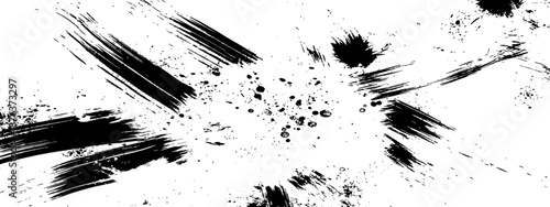 Vector abstract distressed black ink strokes and splash background texture