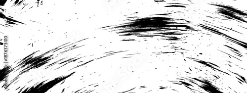 Abstract vector texture with dramatic black brush strokes and ink splatters monochrome grunge pattern