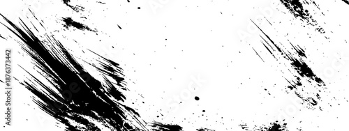 Black Paint Brush Stroke Grunge Overlay Texture Abstract Vector Background