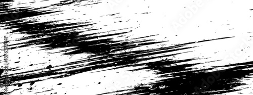 Black ink diagonal brush strokes and grunge splatter distress texture overlay