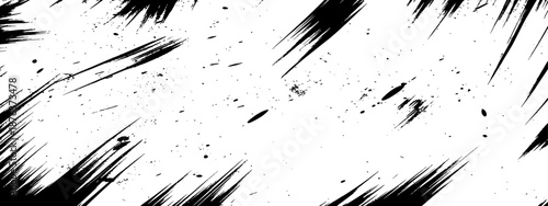 Dynamic Black Grunge Slashes and Paint Splatter Overlay Texture Abstract Monochrome Background