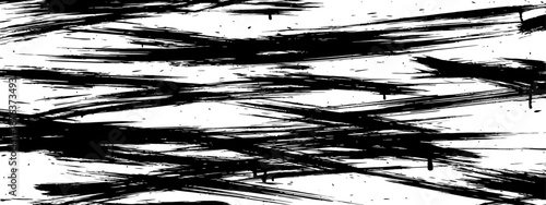 Black Grunge Brush Strokes Seamless Vector Pattern Distressed Texture Background