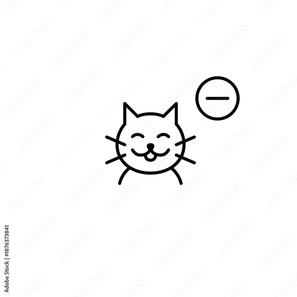 Fototapeta premium Cat and minus. Animal or pet care unavailable. Pixel perfect, editable stroke vector icon