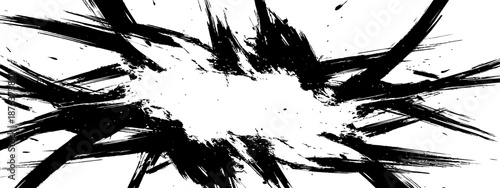 Dynamic Black Brush Strokes Grunge Explosion Frame Design Abstract Vector Background Element