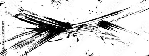 Aggressive Black Ink Brush Strokes Grunge X Mark Abstract Vector Texture