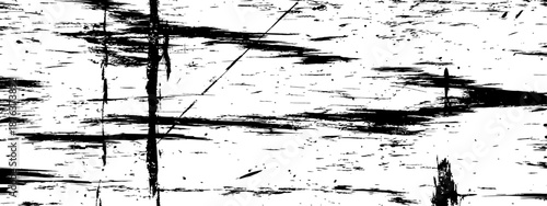 Abstract black and white vector grunge texture overlay with distressed rough paint scratches and gritty vintage effect background
