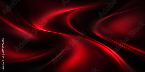 Smooth red silk background featuring flowing satin waves and soft velvet textures in a curved abstract design for a luxury fabric backdrop wallpaper