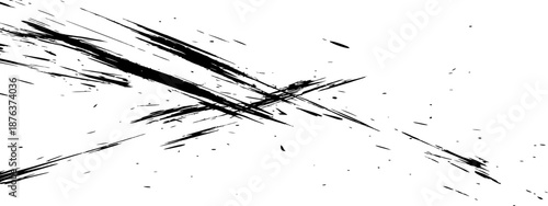 Aggressive Black Grunge Scratches and Ink Splatter Overlay Texture Vector