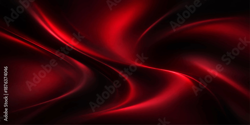 Smooth flowing red silk fabric with soft waves and a velvet texture creates an abstract satin backdrop design featuring light motion and a sleek cloth pattern