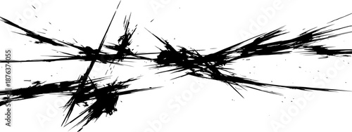 Chaotic black ink explosion grunge abstract texture vector element design