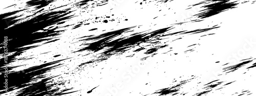 Abstract Black Ink Splatter Grunge Texture Dynamic Diagonal Paint Brush Strokes Distressed Background Vector