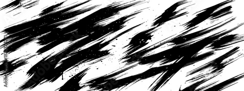 Black Ink Brush Strokes Grunge Texture Background Vector Illustration