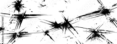Seamless Grunge Ink Splatter and Explosive Scratch Texture Black and White Background Vector Pattern