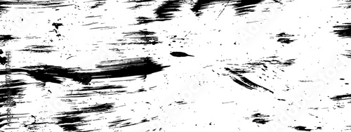 Abstract Black and White Grunge Brush Stroke Texture Distressed Paint Overlay Vector Background