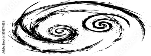 Abstract Black Grunge Ink Swirl Vortex Vector Element