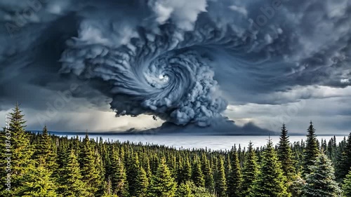 Witnessing a Powerful Storm Forming Over a Forest Landscape